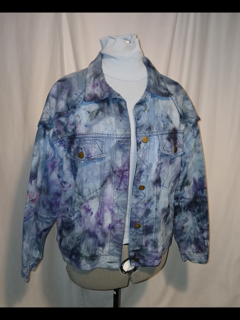 Vintage Tie-Dyed Purple & Blue Denim Jacket